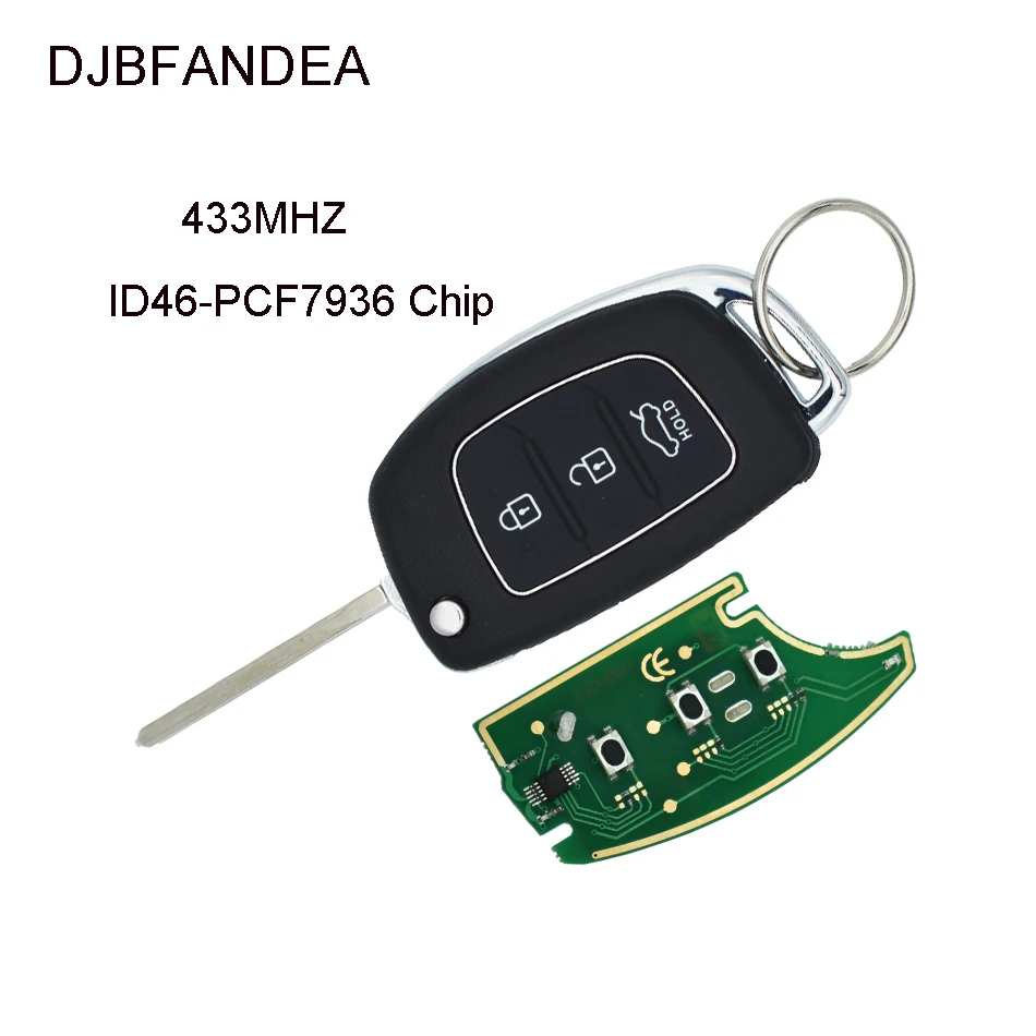 DJBFANDEA 3 кнопки 433 МГц ID46 чип дистанционного ключа для Hyundai IX35 IX25 IX45 Elantra Santa Fe с TOY40 Blade