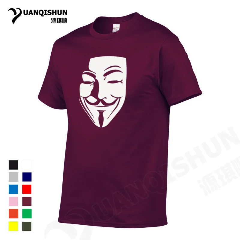 YUANQISHUN Бутик футболка фильм V для Vendetta печатные футболки дизайн Вендетта маска
