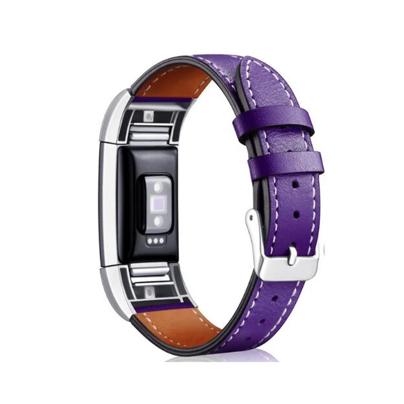 purple Ремешок из натуральной кожи для браслета fitbit Charge 2 браслет кожаный сменный браслет наручных часов браслет на запястье correa для fitbit charge2 - Цвет ремешка: purple