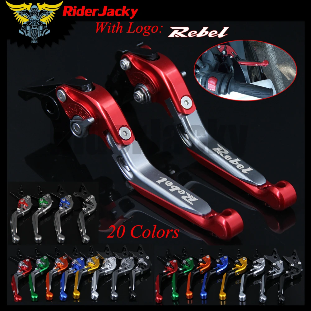 

RiderJacky LOGO "Rebel" Motorcycle CNC Brake Clutch Levers For Honda Rebel CA250 1996-2011 2010 Adjustable Extendable Foldable