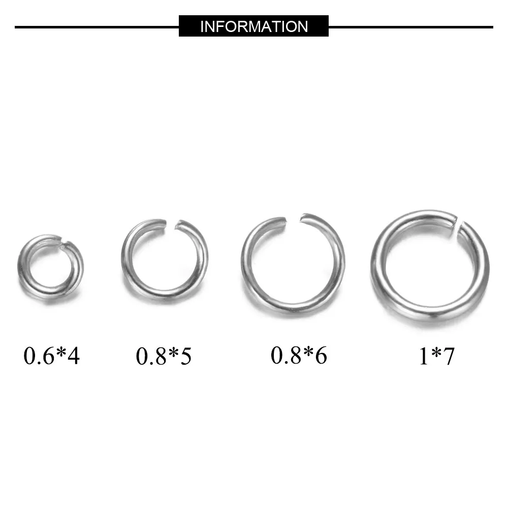 500pcs/lot 3-8mm Jump Ring 100% Real Stainless Steel Lobster Clasp Wholesale Finding Jewelry Supplies