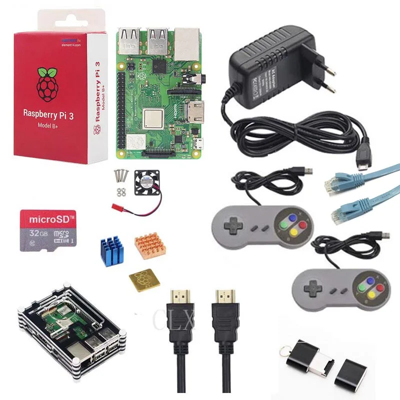 Raspberry Pi 3 Model B + (B Plus) комплект мощность 32G sd карта кабель HDMI теплоотвод акриловый