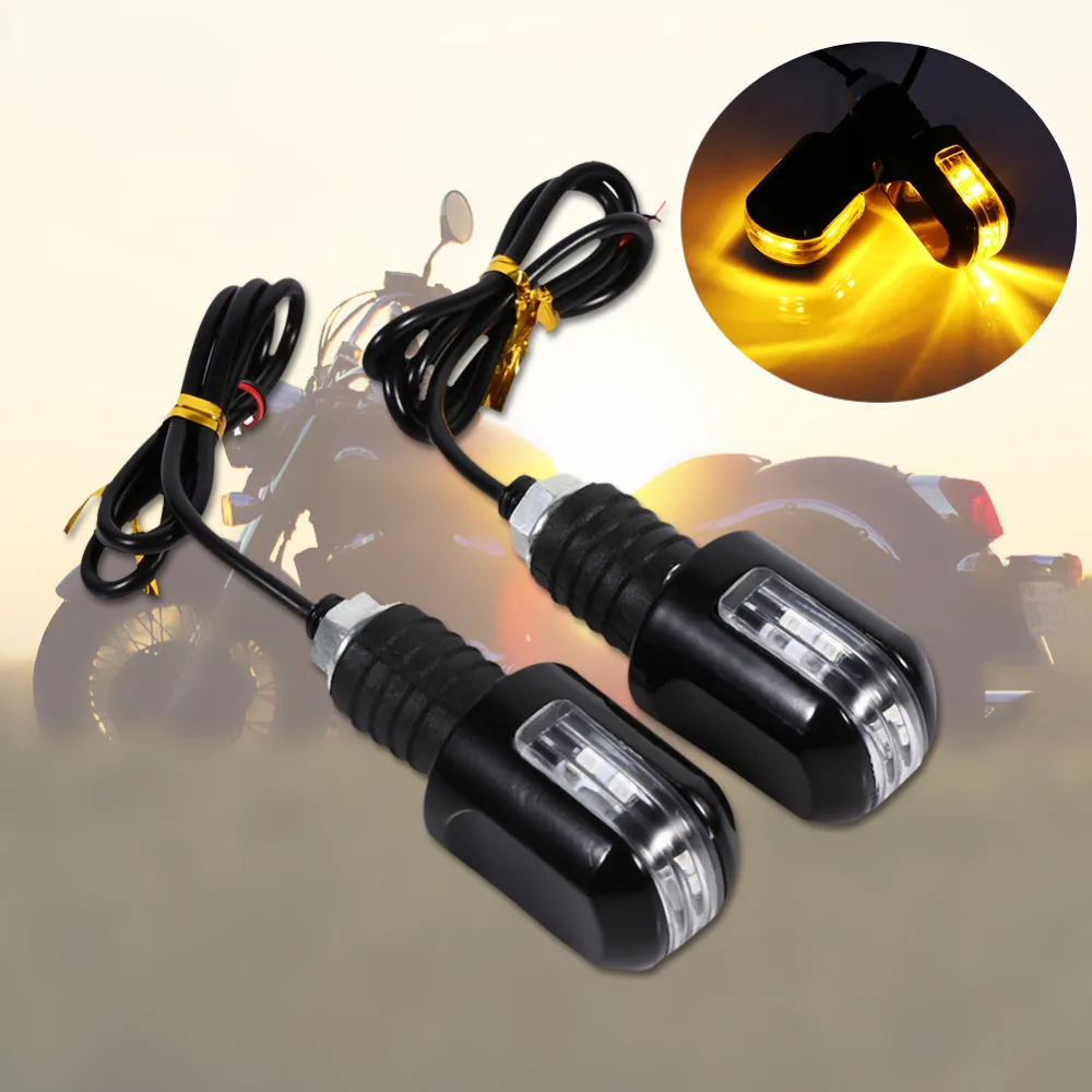 1 Pair of Motorcycle 7/8''LED Flexible Turn Signal Indicator Handle Bar End 6 LED Amber Light Motocicleta |