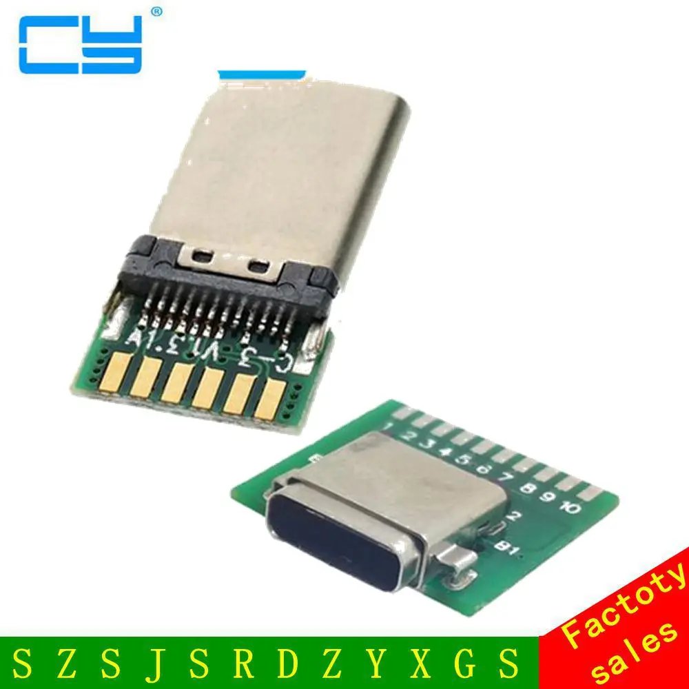 

DIY 24pin Φ USB 3,1 Type C штепсельная и гнездовая вилка и разъем типа SMT с печатной платой, бесплатная доставка