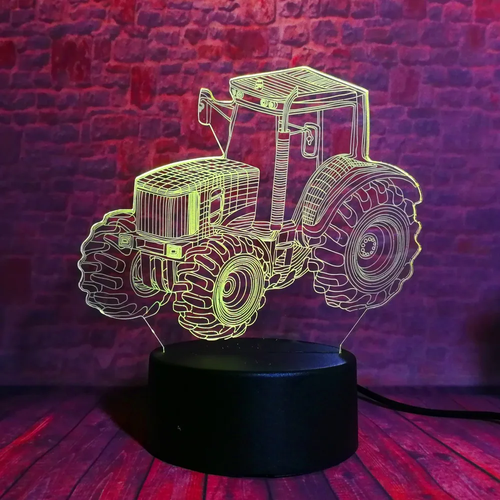 Креативный 3D динамический трактор автомобиль 7 цветов изменение цвета USB
