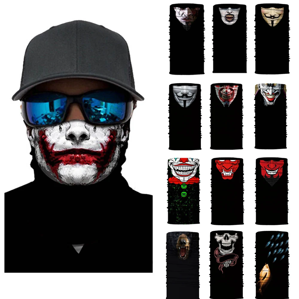 Бесшовный Череп Скелет Джокер клоун Балаклава трубка мотоциклетная Шея маска