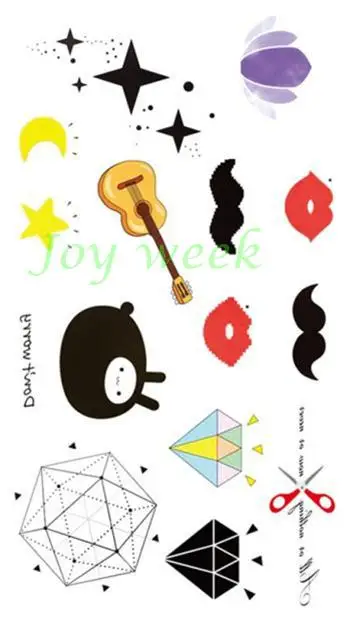 Водонепроницаемая временная татуировка наклейка Луна красивая гитара звезды