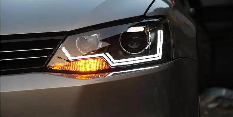 Автомобильные аксессуары от производителя Vland, Головной фонарь для Jetta 2012- для Sagitar, фары с DRL H7 Xenon