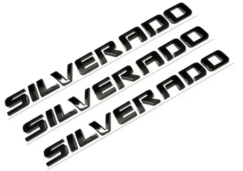 

3x Silverado Nameplate Letter Decal Emblems 3D Badge Silverado 1500 2500HD Black