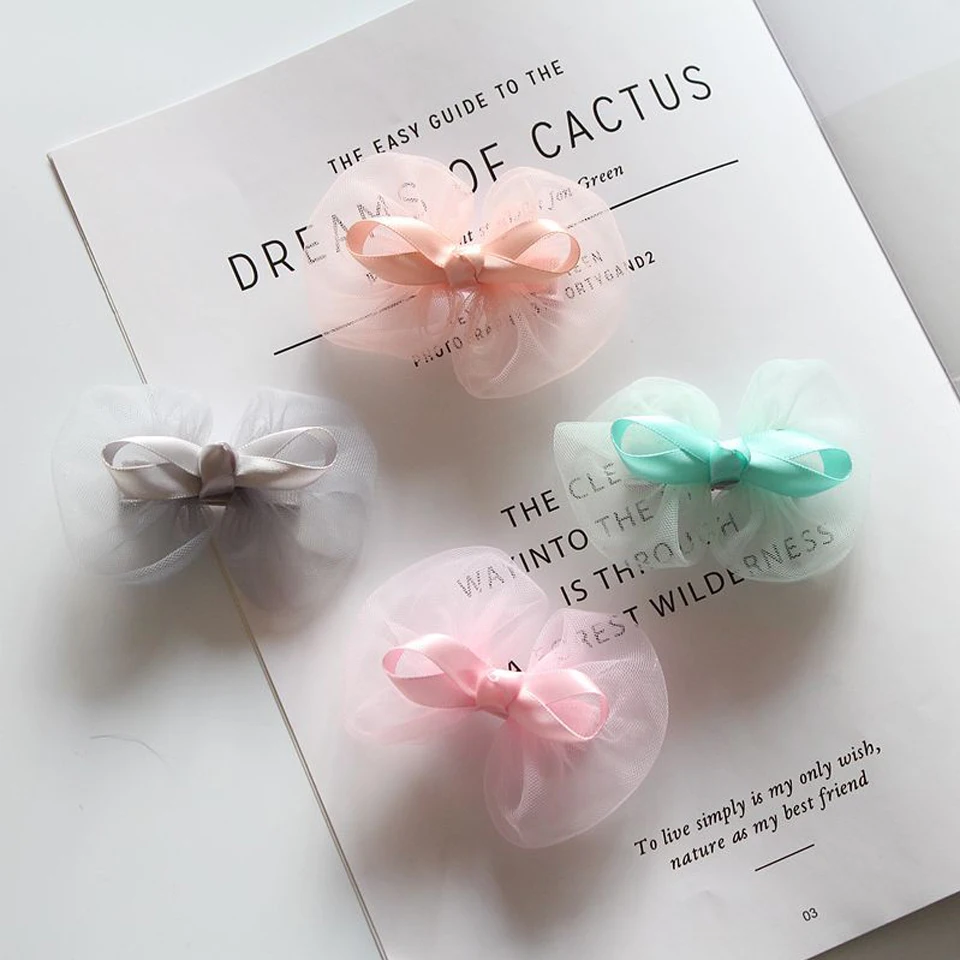 Fashion Girls' Tulle Ribbon Bow Hair Clip Hairpins Kids' Lined Alligator Barrettes Accessories HC090 |