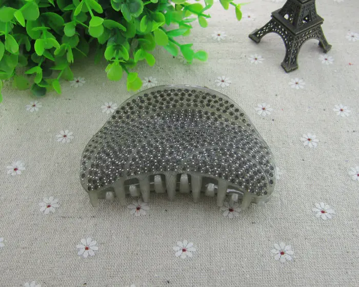 10cm Large Size Semicircle Shape Acrylic Full Rhinestone Hair Claw Wedding Accessories Jewelry For Woman | Украшения и аксессуары