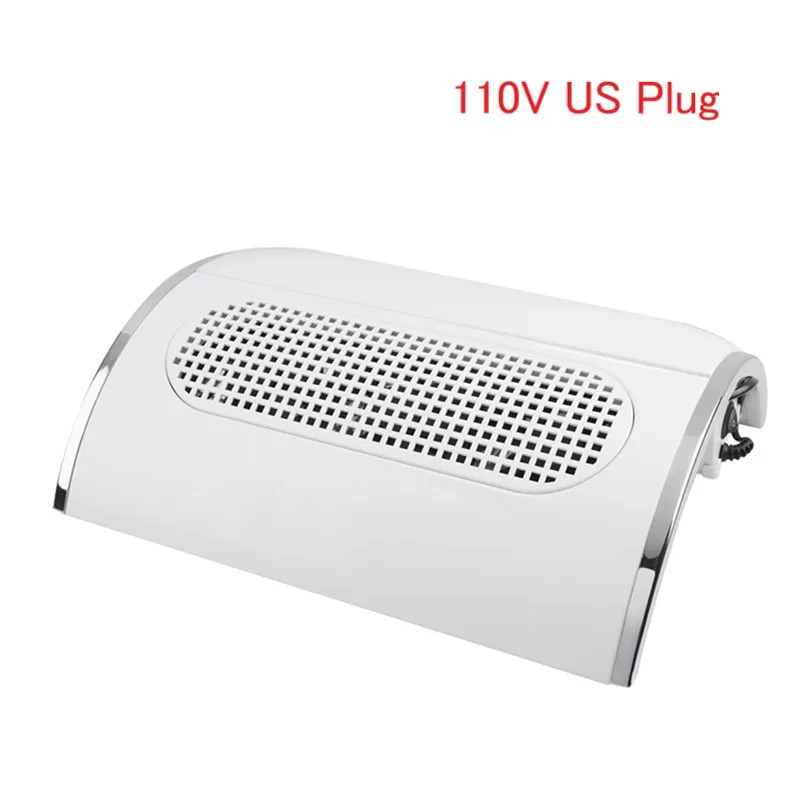 White With US Plug Мощный 3 вентилятора коллектор для всасывания пыли с ногтей с 2 пылесборников пылесос маникюрные инструменты - Цвет: White With US Plug
