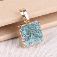 natural green aventurine pendants charms natural stone crystal geode charm crystal pendant for jewelry making necklace diy