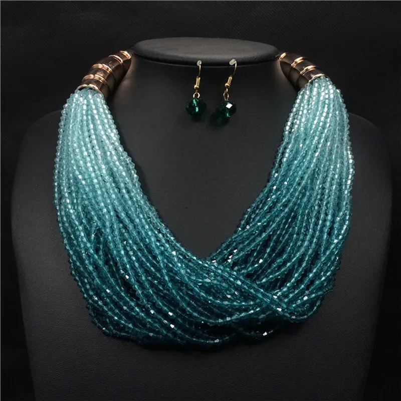 PINKSEE Новое поступление многослойные бусы колье из бисера кристаллический крючок