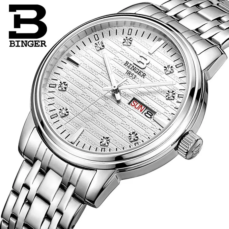Швейцарские мужские часы люксовый бренд наручные Бингер ультратонкие кварцевые