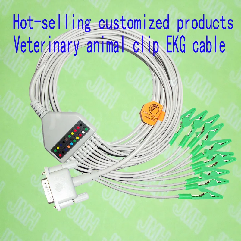 Compatible with Philips(HP) M1772A, M3703C, M2462A EKG 10 lead ECG cable and new style veterinary clip EKG electrode leadwires