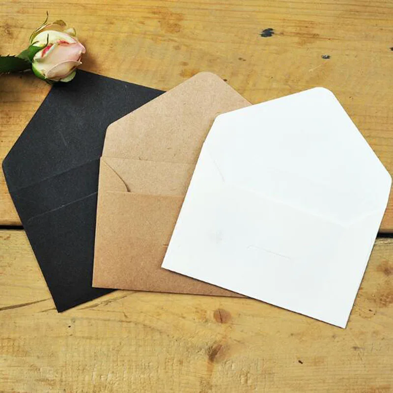 

50pcs/lot Black Brown Craft Paper Envelopes Vintage European Style Envelope For Card Scrapbooking Gifts 105*67mm