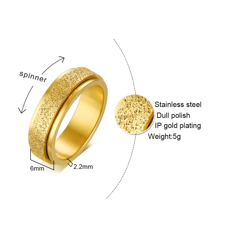 

Fashion Simple Stainless Steel Men Ring Jewelry Rings For Women Wholesale Rose Gold Color Unisex Gift Rotatable Ring 2019