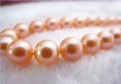 

HUGE AAA 10-11MM PERFECT ROUND SOUTH SEA GENUINE PINK PEARL NECKLACE ^^^@^Noble style Natural Fine jewe (B0322)