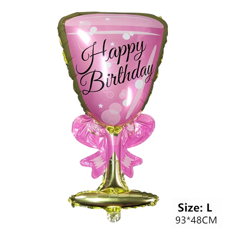 HB wine glass С днем рождения 30 день рождения украшение для взрослых Золотая Корона бокалы для шампанского виски пиво Фольга шар 18 21 день рождения шар - Цвет: HB wine glass