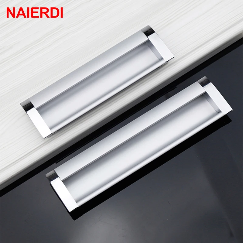 NAIERDI 2 шт алюминиевый сплав отливки современные вшивные ручки кухонный шкаф двери