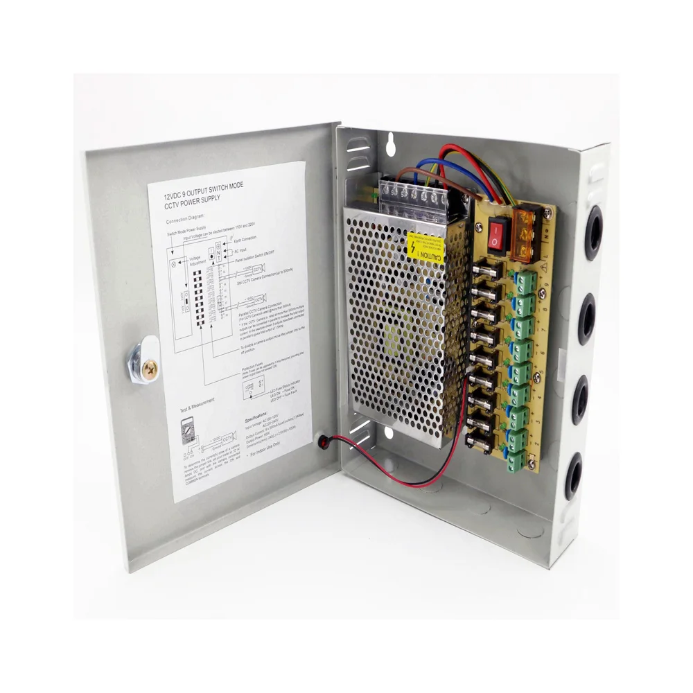 DC12V5A9CH Светодиодный CCTV переключатель питания 60 Вт безопасности/адаптер питания 110 В/220 В