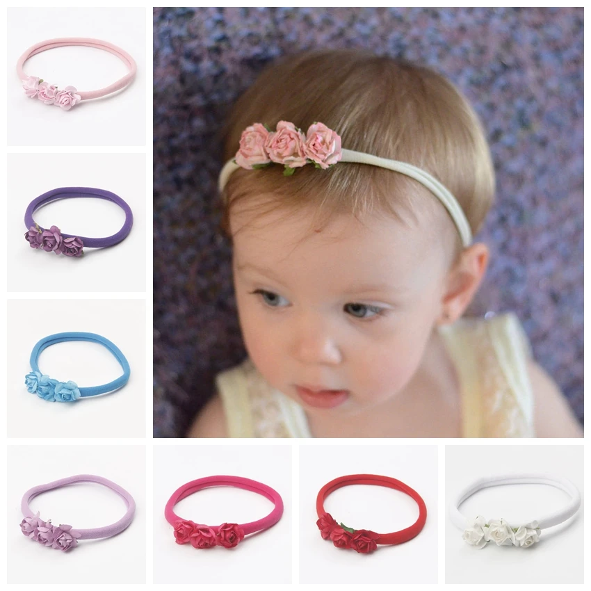 

Yundfly Boutique Baby Girls Elastic Nylon Headband Flower Headwrap Newborn Hair Band