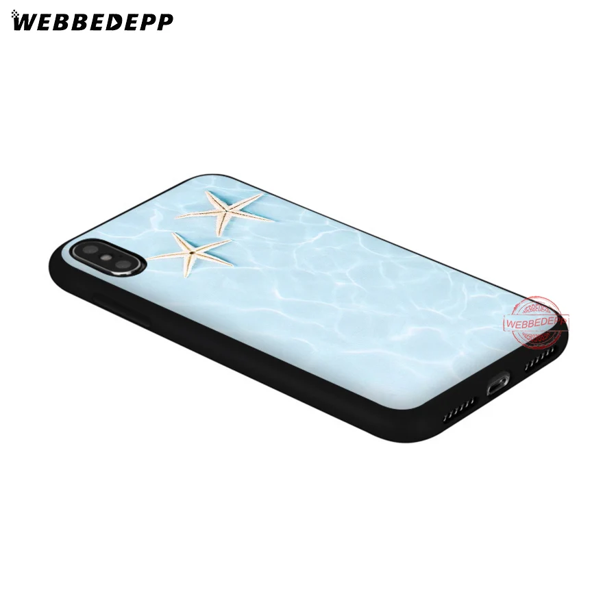 Мягкий силиконовый чехол WEBBEDEPP Blue Wood Seashells Sea Star для iPhone 8 7 6S 6 Plus 11 Pro XS Max XR X 5 5S SE |