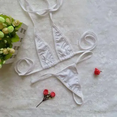 Сексуальный микро мини бикини, набор, женский прозрачный купальник, очень маленькое бикини, набор, бразильские стринги, бикини, купальник, пляжная одежда - Цвет: white