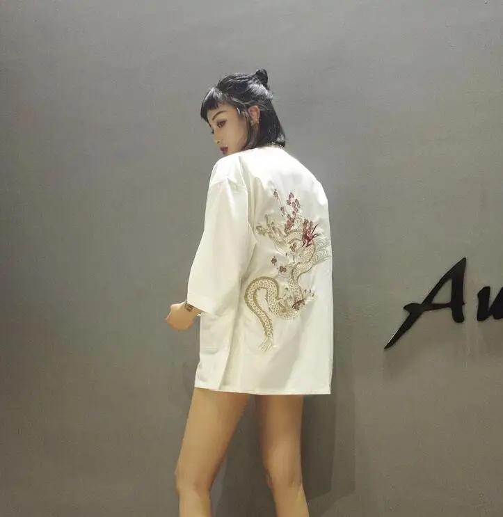 Женское кимоно с вышивкой дракона кардиган в Корейском стиле|korean kimono|korean womenkorean
