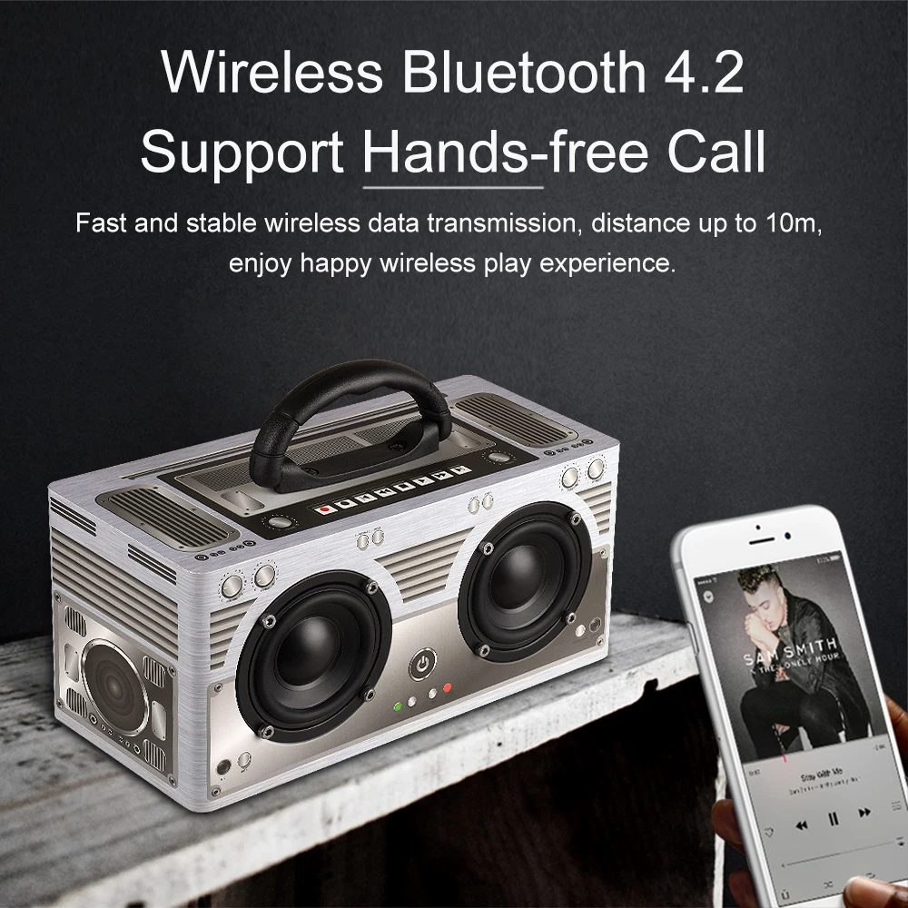 Классическая портативная Bluetooth Колонка в стиле ретро 20 Вт динамик с Bluetooth/USB/TF