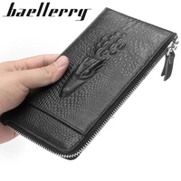 mens leather wallet long zipper crocodile leather soft leather thin mobile phone bag mens zero wallet
