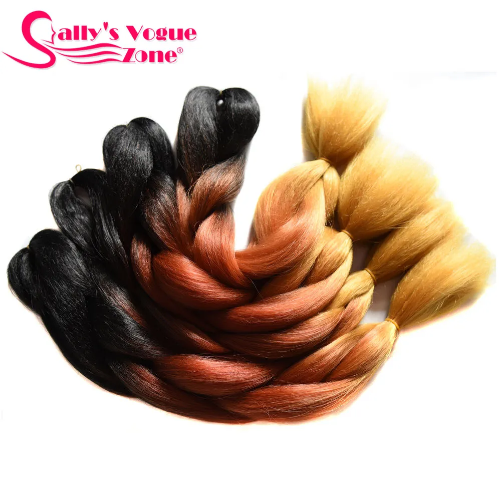 Sallyhair, 24 дюйма, Омбре, плетение волос, 3 тона, черный, синий, серебряный цвет, огромные косички, высокотемпературное волокно, синтетические волосы для наращивания - Цвет: # Серебристо-Серый