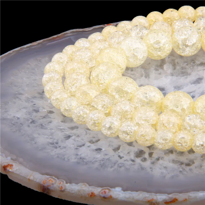 Натуральный светильник желтый снег треснутый кристалл камень круглые бусины 15