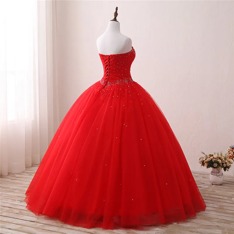 Красное Тюлевое платье для Quinceanera милые платья 16 15 лет блестящие распродажа |