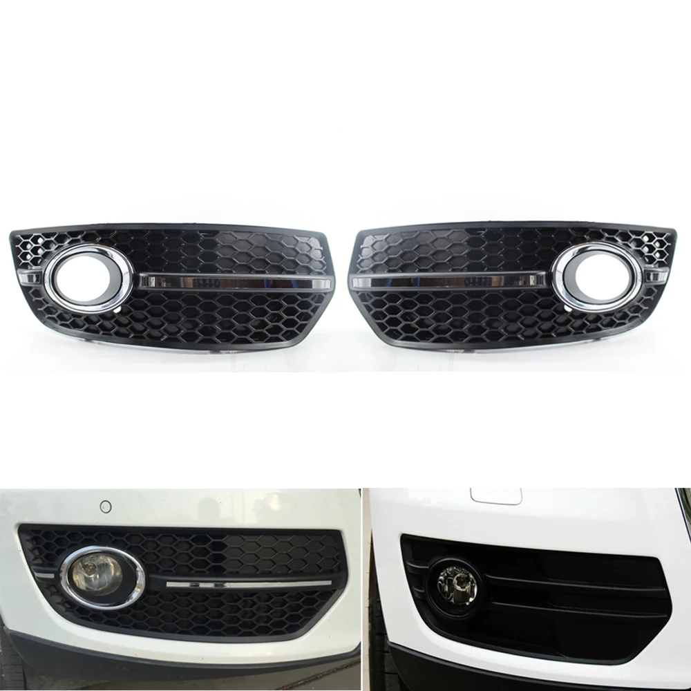 

2Pcs/Set w/ Chrome Trim Fog Light Grille Sport Fits for Audi Q5 2009-2011 Black