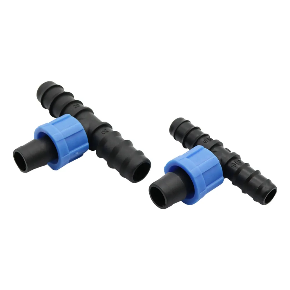 16mm Drip Tape Tee Connector drip irrigation fittings Greenhouse Thread Lock hose connector 50 Pcs