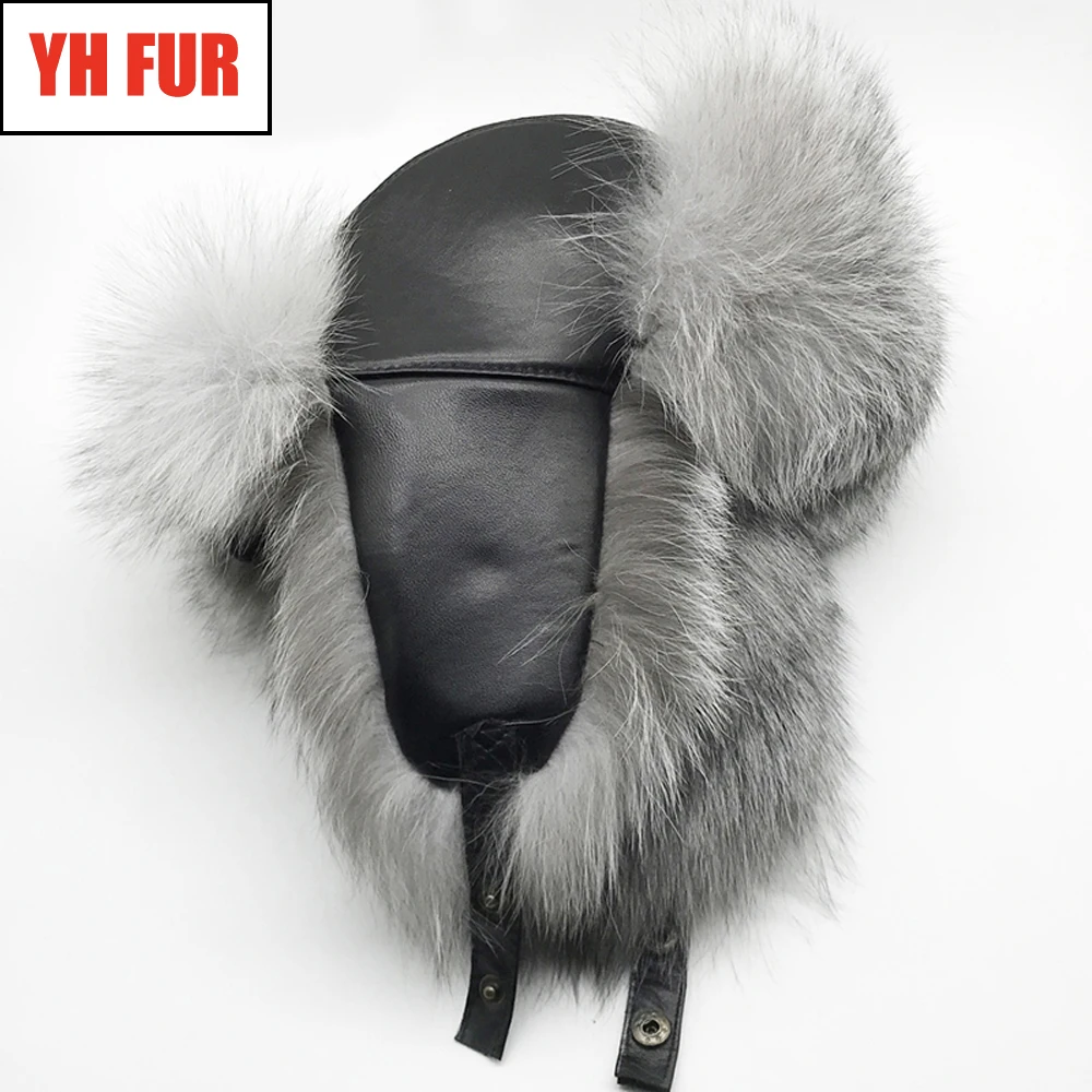 2020 новый роскошный унисекс 100% натуральный мех лисы куртка бомбер Кепки сапоги