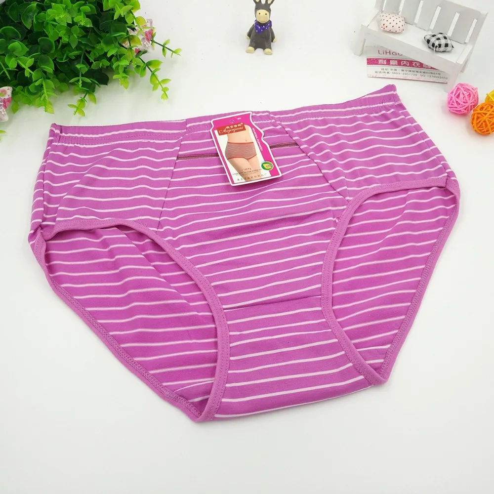 10 шт./лот ropa interior femenina хлопковое Полосатое нижнее белье на молнии для безопасности женские трусики размера плюс 4XL Нижнее белье женские трусы