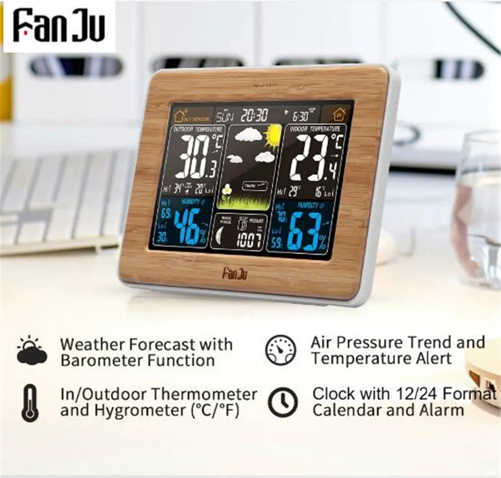 FanJu FJ3365 метеостанция Многофункциональные цифровые часы температура влажность