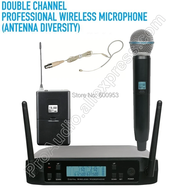 

MICWL UHF 600-650MHz BLX24 Wireless Digital karaoke Handheld Headset Lavalier Instrument Microphone System Dual Channel Design