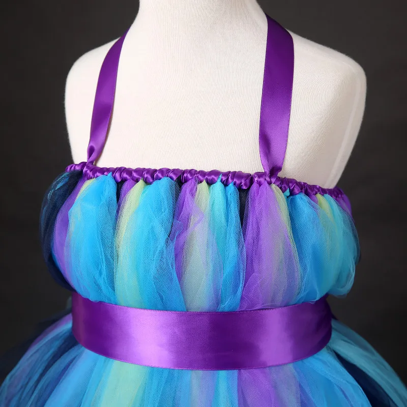 Платье-пачка для девочки длинное платье ручной работы в виде павлина свадьбы дня