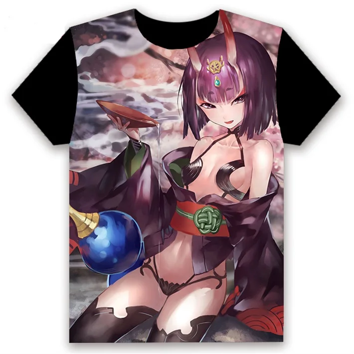 4 Футболка с аниме FGO Fate/Grand Order Shuten douji, косплей, короткий рукав, унисекс, повседневная черная футболка, летняя модная забавная футболка, топы - Цвет: 4