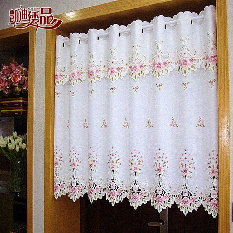 countryside half curtain embroidered tulle valance light shading coffee curtain for kitchen for cabinet door a 105 free global shipping