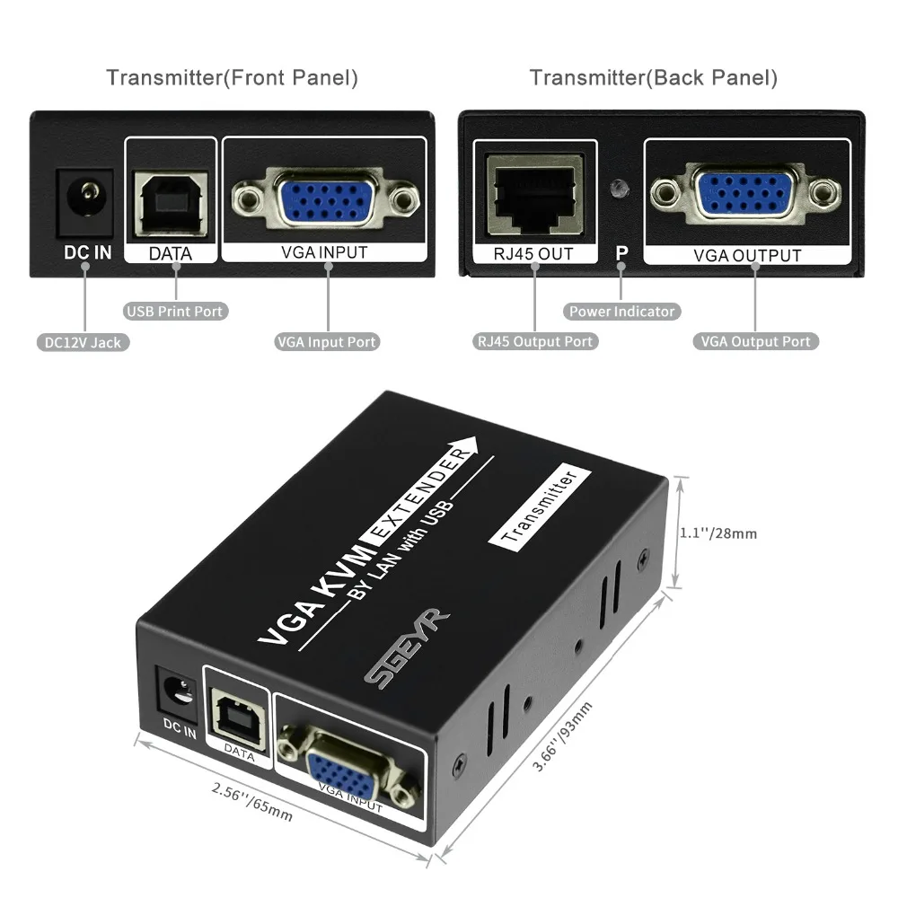 SGEYR 656ft VGA KVM удлинитель USB клавиатура мышь K/M на одном UTP CAT5e/6 RJ45 Сплиттер до 200 м|vga kvm