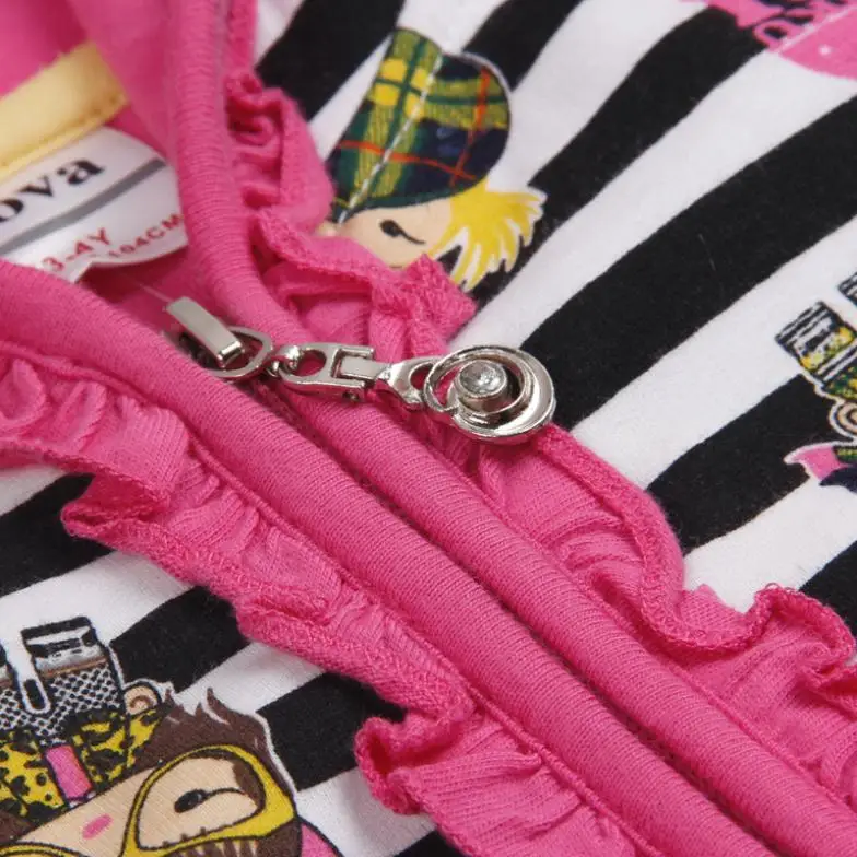 2014 F3425# 18m/6y NOVA kids wear coat girls printed super kawaii striped zip-up jacket hoodies brand |