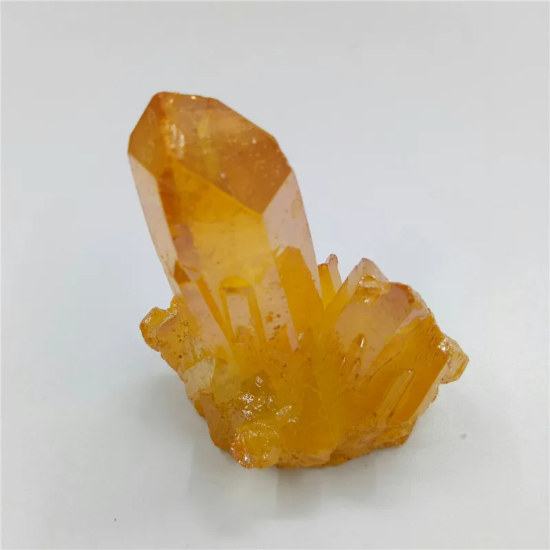 

54g plating orange aura angel crystal cluster reiki natural orange quartz crystal stone cluster healing Free shipping