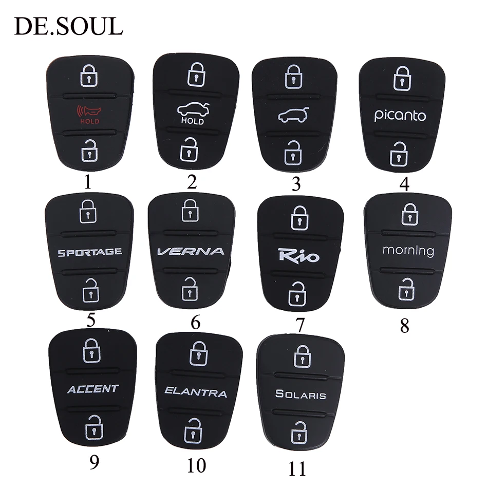 DE. SOUL 10 шт. резиновая накладка 3 кнопки дистанционного ключа оболочка для Hyundai i30 i35