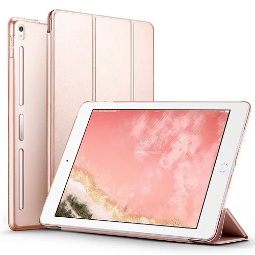 Rose Gold ESR из искусственной кожи чехол для iPad Pro 10," полупрозрачный задний гибридный мягкий бампер угловой тонкий умный чехол Чехол для iPad Pro 10,5" - Цвет: Rose Gold