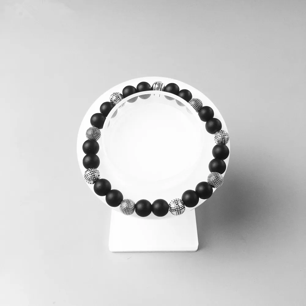 8 мм Obsidian Matt Beads & Silver Kathmandu Cross Hero Karma браслеты 2018 модный DIY браслет ювелирное